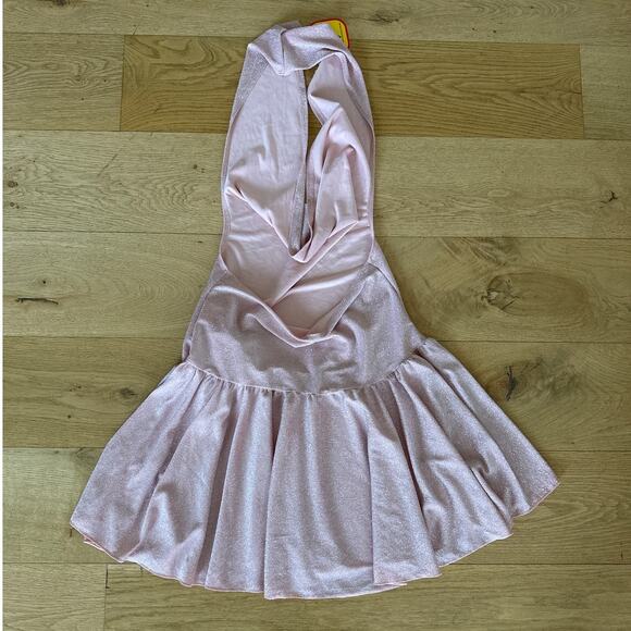 Omighty - Sparkly Halter Neck Rosette Detail Mini Dress in Pink - Picture 5 of 5